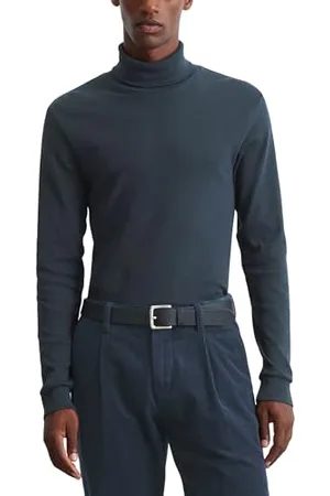 Marc O’ Polo Marc OߴPolo Herren Langarmshirt aus Bio-Baumwolle mit Rollkragen, Blau (Dark Navy), 3XL