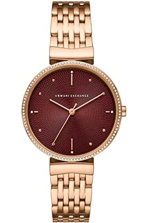 Armani Exchange Uhr für Damen , Dreizeigeruhrwerk, 36mm Rose Gold Edelstahlgehäuse mit Edelstahlarmband, AX5912