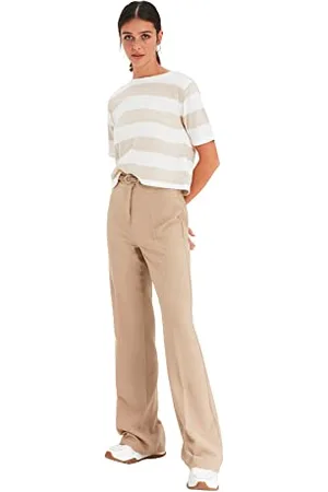Trendyol Damen Mink Straight Cut Trousers Pants, Hellbraun, 40 EU