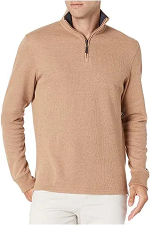 Amazon Herren Pullover mit Viertelreißverschluss, Französischer Rippstrick, , S