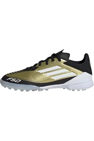 adidas Unisex F50 League Messi Football Boots Turf Fußballschuhe, Gold Metallic/Cloud White/Core Black, 38 2/3 EU