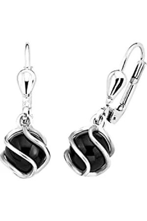 Amor Ohrhänger 925 Sterling Silber Damen Ohrschmuck, mit Onyx, 2,2 cm, Silber, Kommt in Schmuck Geschenk Box, 2017170