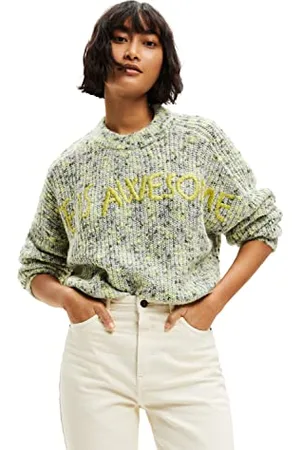 Desigual Damen Limegreen Jers_hellene 4025 Lime Green Pullover Sweater, , XL EU