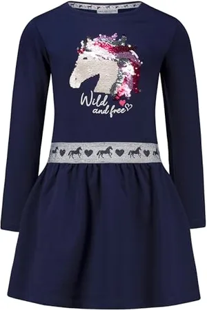 Salt & Pepper Mädchen Kleid mit Pferd aus Wendepailletten und Glitzerbund