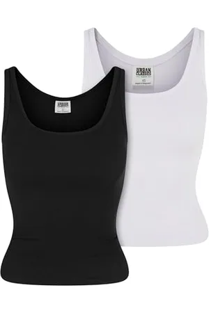 Urban classics Damen Top Ladies Organic Basic Rib Top 2-Pack, 2er Pack Tank Top für Frauen, Regular Fit, , 5XL