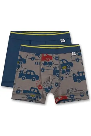 Sanetta Jungen-Hipshorts (Doppelpack) mit Autos und Dunkelblau | Hochwertige und nachhaltige Unterhose für Jungen aus Bio-Baumwolle. Inhalt: 2er Set Unterwäsche für Jungen 080