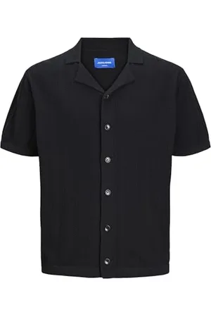JACK & JONES JACK&JONES Herren JORVALENCIA Structure Knit SS Polo SN Poloshirt, Black, M