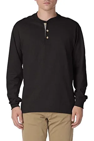 Hanes Herren T-Shirts, BeefyT Henley Shirts, Herren Baumwolle Langarmshirts, , Mittel