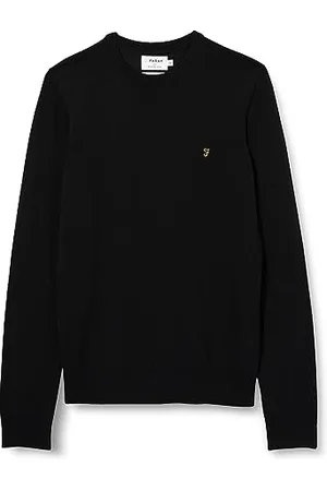 Farah Herren Mullen Wool Crew Neck Pullover, Black, XS