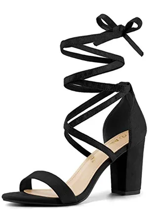 Allegra K Damen Sandalen mit offener Spitze und klobigen High Heels 39