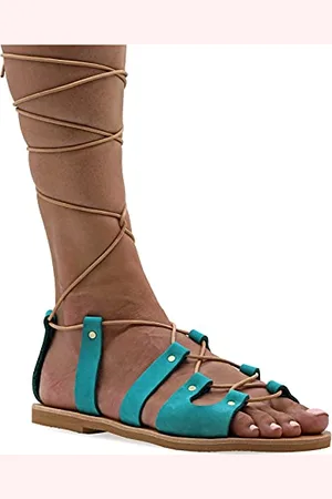 Emmanuela Handcrafted For You 38 Emmanuela antike griechische Gladiatorensandalen, handgefertigte flache Ledersandalen mit offenen Zehen und Schnürsenkeln, hochwertige Sommerschuhe zum Binden für Frauen