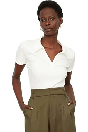 Trendyol Damen V-hals crop gebreide Blouse, , XL EU