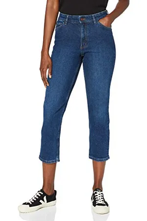 MERAKI Damen Kurz Geschnittene Slim Fit Jeans mit Mittlerem Bund, , 36W / 32L