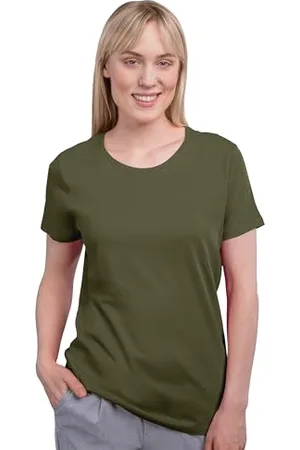HRM Damen Luxury Roundneck Tee I Premium T-Shirt Damen Rundhalsausschnitt aus 100% Bio-Baumwolle I Basic Shirt Damen bis 60°C waschbar I Hochwertige & nachhaltige Damen-Oberteile