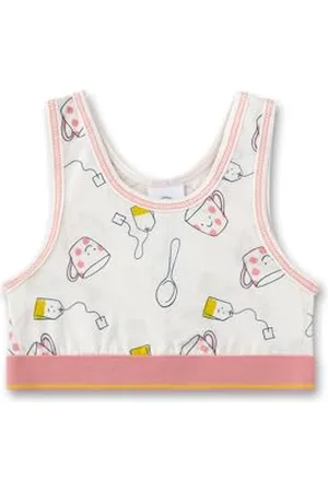 Sanetta Mädchen-Bustier | Bequemes und angenehmes Bustier für Mädchen aus Bio-Baumwolle. Unterwäsche mit Webbund und Tassen-Allover | Mädchen Bustier