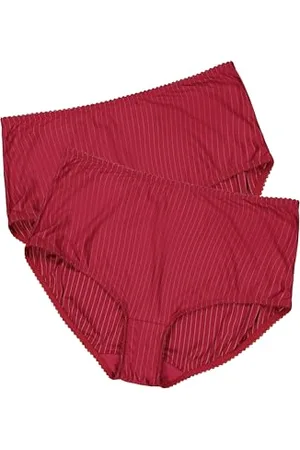 Ulla Popken Damen Midislips, 2er-Pack, Nadelstreifen, höher geschnitten, , 50/52