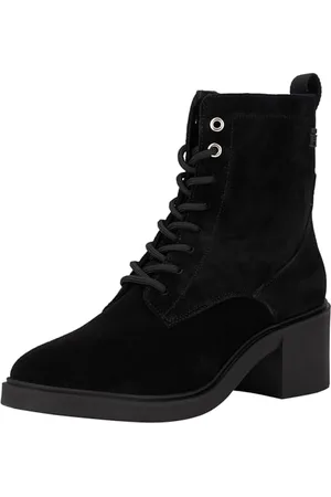 Tommy Hilfiger SUEDE MID HEEL LACEUP LOGOTAPE ( Stiefeletten Damen, (Black), 36 EU