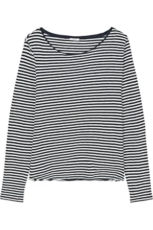 Marc O’ Polo Marc OߴPolo Denim Damen Langarmshirt aus Bio-Baumwolle gestreift, Mehrfarbig (Multi/Scandinavian Blue), L