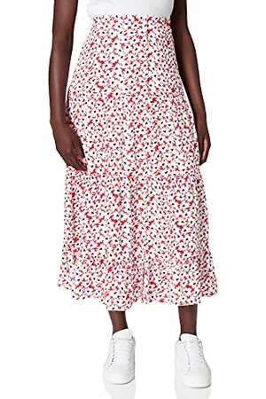 Tommy Hilfiger Damen Tjw Printed Tiered Midi Skirt Rock, , XXS