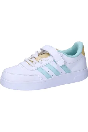 adidas Unisex BREAKNET 2.0 Shoes Children Tennisschuhe, Cloud White/semi Flash Aqua/orange Tint, 33.5 EU