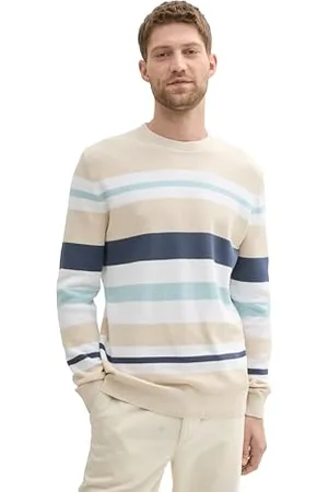 TOM TAILOR Herren Strickpullover mit Streifen aus Baumwolle, , S
