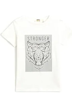 Koton Boys Tiger Printed Short Sleeve T-Shirt Crew Neck Cotton