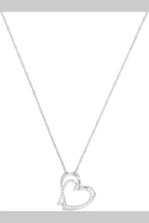 Amor Kette mit Anhänger 925 Sterling Silber Damen Halsschmuck, mit Zirkonia synth., 45 cm, Silber, Herz, Kommt in Schmuck Geschenk Box, 9187935