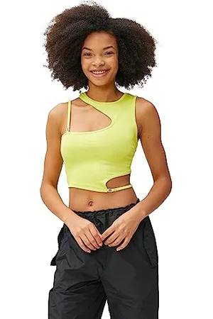 Koton Women Ribbed Metal Acessory Cut Out Detail Crop Tanktop