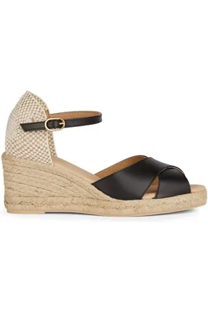 Geox D GELSA Low A Wedge Sandal, Black, 38 EU