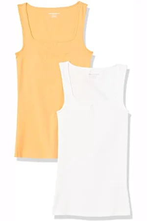 Amazon Damen Tanktop mit schmaler Passform und quadratischem Ausschnitt, 2er-Pack, , XXL