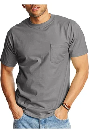 Hanes Herren Heavyweight Pocket T-Shirt, Beefy-T Full-Cut Cotton Pocket Tee für Männer, Crewneck T-Shirt für Männer, 1er oder 2er Pack, , 1 Stück, Klein