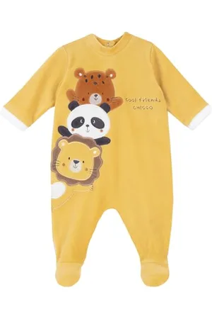chicco Tutina con apertura patello, in ciniglia, Baby - Unisex, Arancione, 1M, Entworfen in Italien