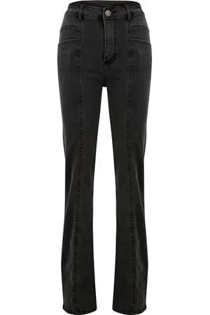 Urban classics Damen TB4736-Ladies High Waist Straight Slit Denim Pants Hose, , 32