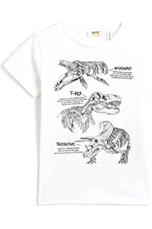 Koton Boys Dinosaur Printed Short Sleeve T-Shirt Round Neck