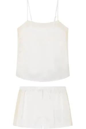 Women secret Damen White Short Satin Pyjamas Pyjamaset, XL