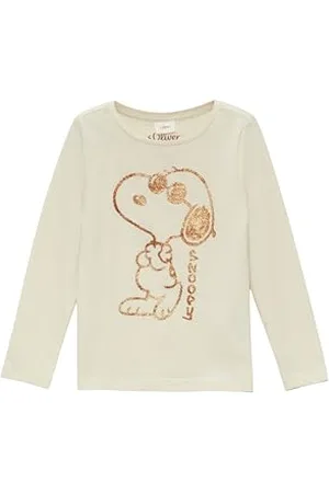 QS by s.Oliver Langarmshirt für Mädchen, Ivory, Cartoon, Langarm, Reguläre Passform, 104 EU