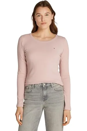 Tommy Hilfiger Damen Langarmshirt Slim Fit Rundhalsausschnitt, Rosa (Foggy Pink), XXL