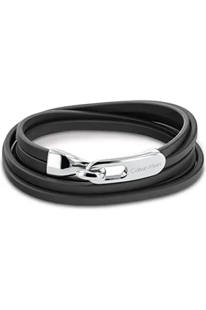Calvin Klein Armband für Herren Kollektion WRAPPED & BRAIDED mit Schwarzem Leder und Edelstahlverschluss - 35000109