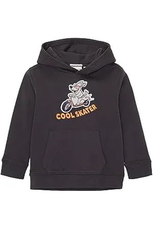TOM TAILOR Jungen 1038289 Hoodie mit Print, 29476-coal Grey, 128/134