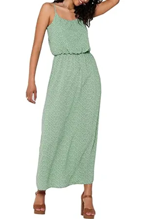 ONLY Damen Maxi Kleid Winner Trägerkleid mit Punkten 15177381 karo dot 34