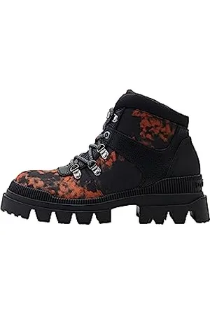 Desigual Damen Shoes_Track Hiking Print Mid Calf Boot, Black, 37 EU