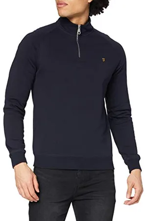 Farah Herren Jim 1/4 Zip Sweatshirt, Blue, Large
