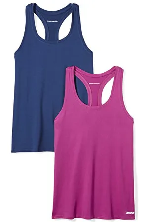 Amazon Damen Leichtes Racerback-Tanktop Aus Schnelltrocknendem Funktionsstretch (Auch In Plus Size Erhältlich), 2er-Pack, , L