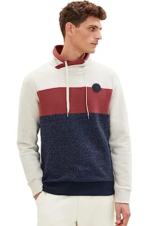 TOM TAILOR Herren 1037761 Colorblock Snood Sweatshirt, 18623-vintage beige Melange, XXXL