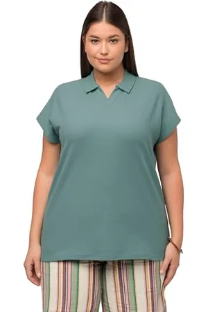Ulla Popken Damen Oversized Poloshirt, , 50-52