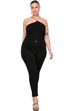 Trendyol Damen Jeans, hohe Taille, Enge Passform, Übergröße Hose, , 68 Größen