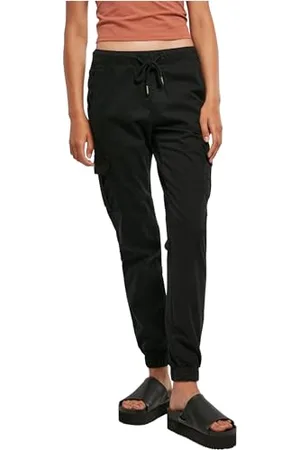 Urban classics Damen TB3626-Ladies High Waist Cargo Jogging Pants Hose, Black, XXL