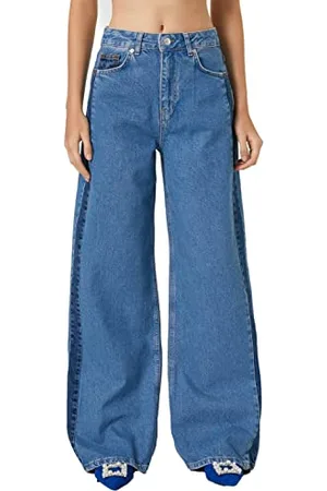 Koton Women Wide Leg Color Block Denim Trousers - Bianca Jean