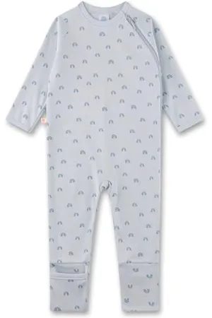 Sanetta Baby-Overall hellblau Regenbogen | Praktischer und bequemer Unisex-Strampler aus Bio-Baumwolle. Baby Overall 062