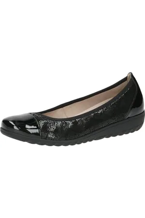 Caprice Damen Ballerinas aus Leder mit Keilabsatz, Schwarz (Black Comb), 37 EU